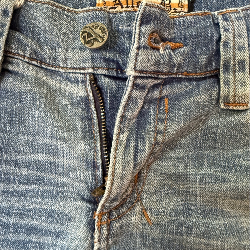 Vintage Y2K Allen B. By Allen Schwartz Watercolor Koi Fish Low Rise Flare Jeans - Picture 15 of 15